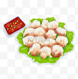 卡通手绘插画水饺食物