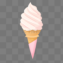 甜筒上的冰淇淋球图片_夏日粉色樱花甜筒夏天