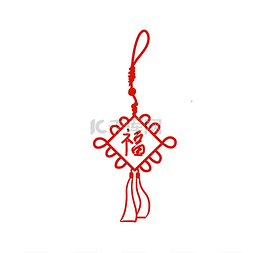 红色福字手绘中国结
