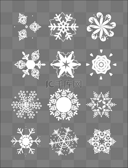 白色几何元素图片_冬季白色雪花素材