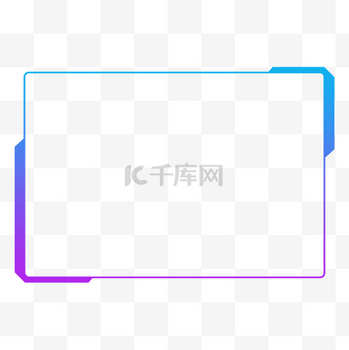 蓝紫色渐变发光现代几何方形科技边框元素