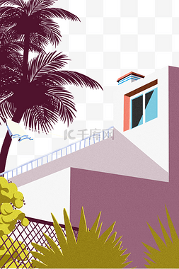 手绘卡通立体楼房图片_手绘卡通绿色树木和楼房元素
