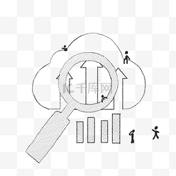 科技商务黑色图片_PPT配图线描商务办公放大镜