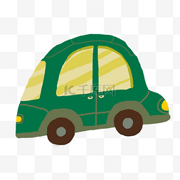 矢量卡通轿车图片_行驶中的绿色小汽车卡通插画PNG