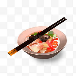 碗筷子卡通图片_手绘一碗面条插画