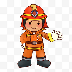 消防车和消防员图片_卡通手绘消防官兵插画