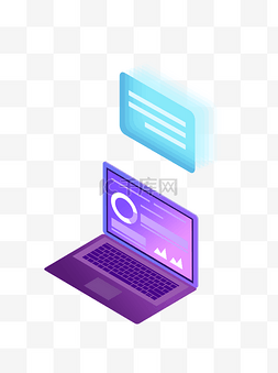 紫色电脑图片_2.5D电脑和数据元素设计