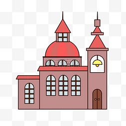 手绘粉色的教堂插画