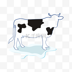 奶牛卡通图片_矢量手绘卡通奶牛