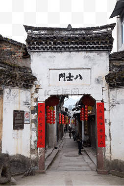 古代中国风瓦砖小巷门口