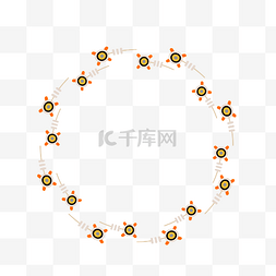 矢量卡通扁平化花卉圆形边框