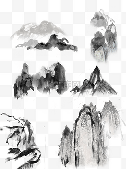 山水泼墨图片_中国画山水元素组图可商用