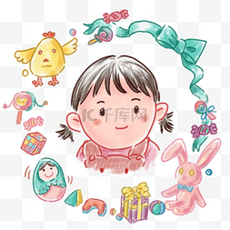 幼儿头像图片_小女孩手绘插画