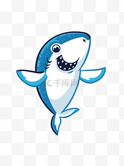 大白鲨鱼鱼图片_卡通可爱鲨鱼表情图可商用元素