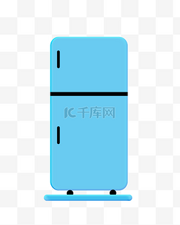 冰箱图片_手绘蓝色冰箱免抠图