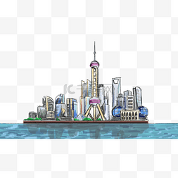 中国上海图片_上海外滩手绘免扣