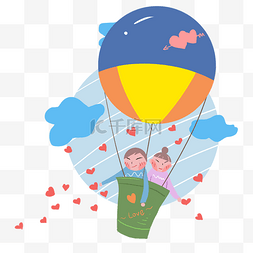 乘热气球游玩小孩