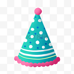 生日快乐帽图片_蓝绿色波点生日帽寿星帽PNG免抠素
