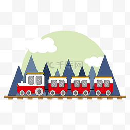 旅行元素图片_旅游团图案小火车