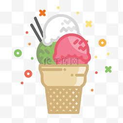 mbe风格夏季食物手绘水果甜筒