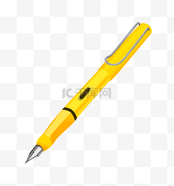 可爱的钢笔图片_清新黄色钢笔插画