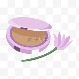 紫色气垫图片_手绘气垫化妆品插画