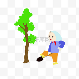 植树节图片_植树种树卡通人物形象