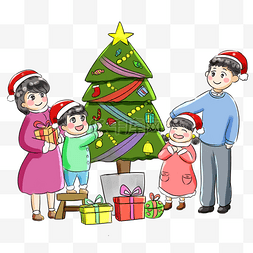 全家人图片图片_圣诞节快乐圣诞系列卡通手绘Q版