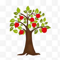 绿色的卡通植物图片_挂满苹果的苹果树