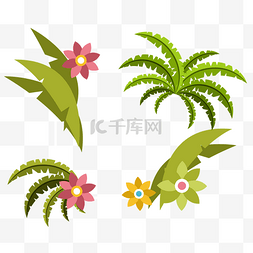 热带植物花环图片_暑假夏天夏季热带植物免扣素材