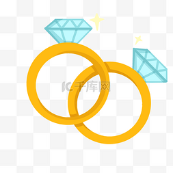 钻石宝石插画图片_一对钻石戒指插画