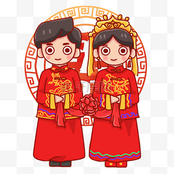 红色婚纱图片_Q版中国风婚礼可爱