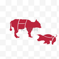 红色猪肉纹理质感元素