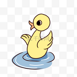 黄色卡通小鸭子图片_手绘卡通处暑黄色的小鸭子