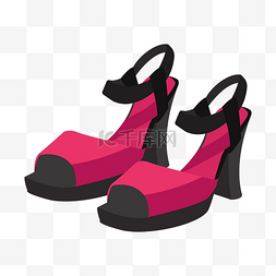 女式红色高跟鞋插画