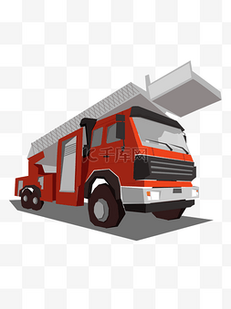 消防红色图片_消防安全元素之消防车手绘几何可