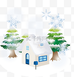 矢量的房屋图片_冬季冰雪中的房子矢量双旦