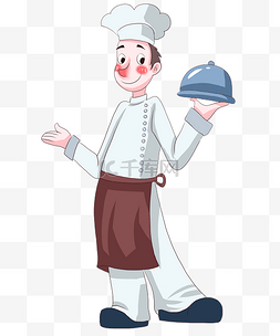 做饭的卡通男生戴着厨师帽
