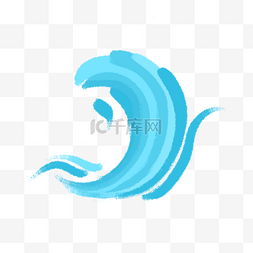 波涛图片_卡通蓝色大海卷起的浪花