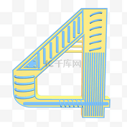 室内场景图片_C4D黄蓝撞色立体数字四