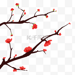 红色花朵春天的花枝