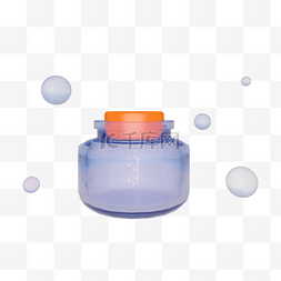 C4D蓝色透明玻璃瓶