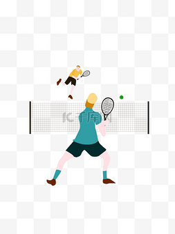 网球比赛运动人物元素