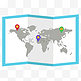 世界地图旅游地点标记图