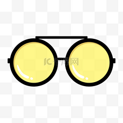 眼镜和眼镜盒图片_手绘矢量潮流圆形眼镜PNG免抠素材