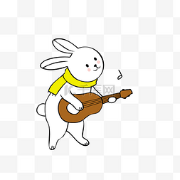 可爱卡通弹吉他的兔子