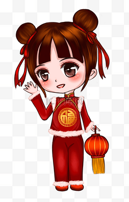 新年福娃图片_2018年春节新年福娃女