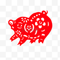 猪剪纸猪图片_2019新年手绘卡通剪纸猪