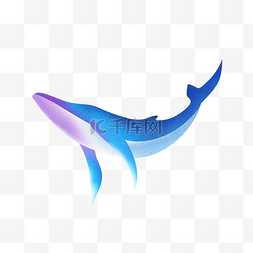 命中的鲸鱼图片_卡通紫蓝色渐变的海豚免抠图