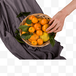 黄色创意一篮子橘子食物元素
